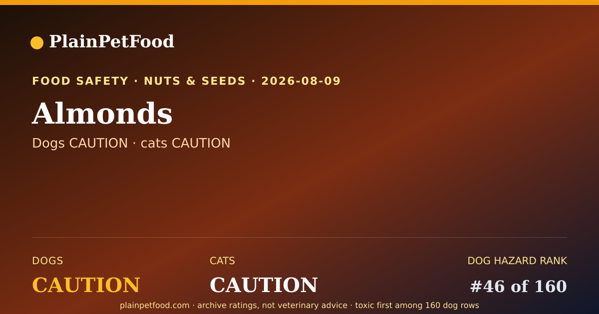 Shareable card for Almonds for Pets, Is It Safe for Dogs and Cats?