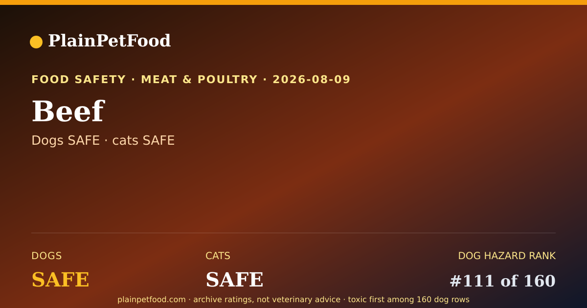Shareable card for Beef for Pets, Is It Safe for Dogs and Cats?