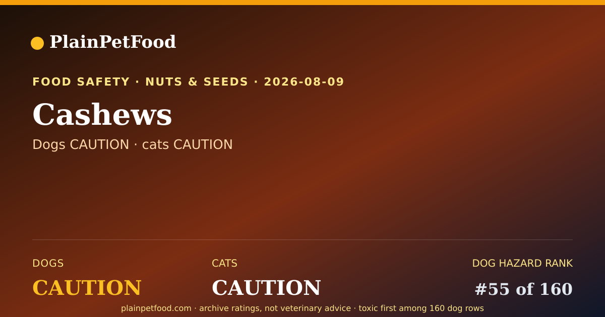 Shareable card for Cashews for Pets, Is It Safe for Dogs and Cats?